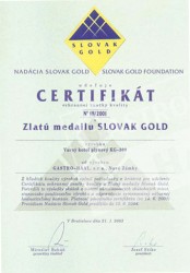 Aranyérem SLOVAK GOLD 2001